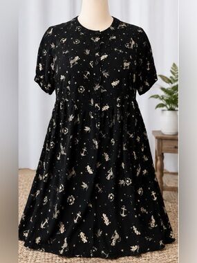 Torrid Mermaid & Anchor Tattoo Print Button Front Dress